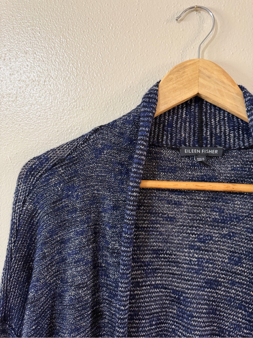 Eileen Fisher | Linen Blend Lagenlook Karma Jacquard Cardigan - Picture 4 of 8